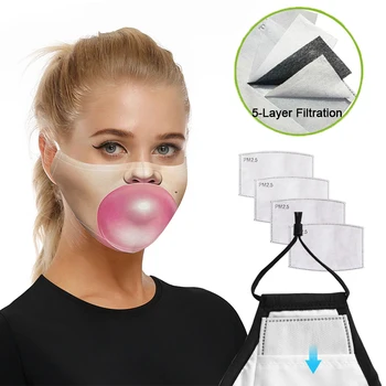 

3D funny print Anti-PM2.5 Filter Sponge Face Mask Reusable Anti Pollution Face Shield Wind Proof Mouth Cover Unisex Face Mask