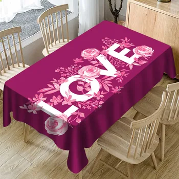 

Valentine's Tablecloth Print Love Table Cover Polyester Rectangle Table Cloth On The Table Holiday Party Home Decor Dropship /C