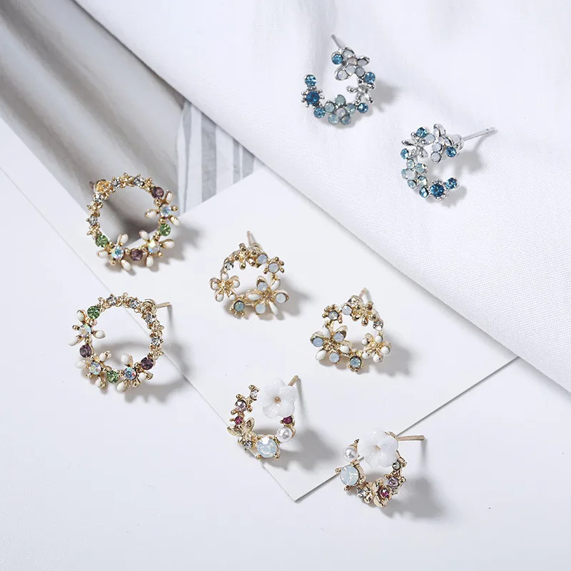 

Korean Fashion Simple Fresh Enamel Flower Stud Earring For Women Girls Romantic Appointment Jewelry Accessories Oorbellen