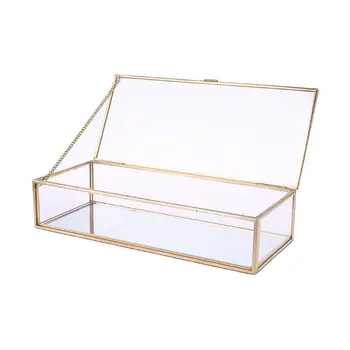 

Rustic Wedding Ring Box Geometric Storage Holder Transparent Glass Jewelry Decor decorations for the living home, bedroom
