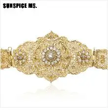 SUNSPICE MS, роскошный золотой цвет, женский ремень, цепочка, металлический пояс, ювелирное изделие, длинная, регулируемая длина, свадебная Пряжка, поясные ремни