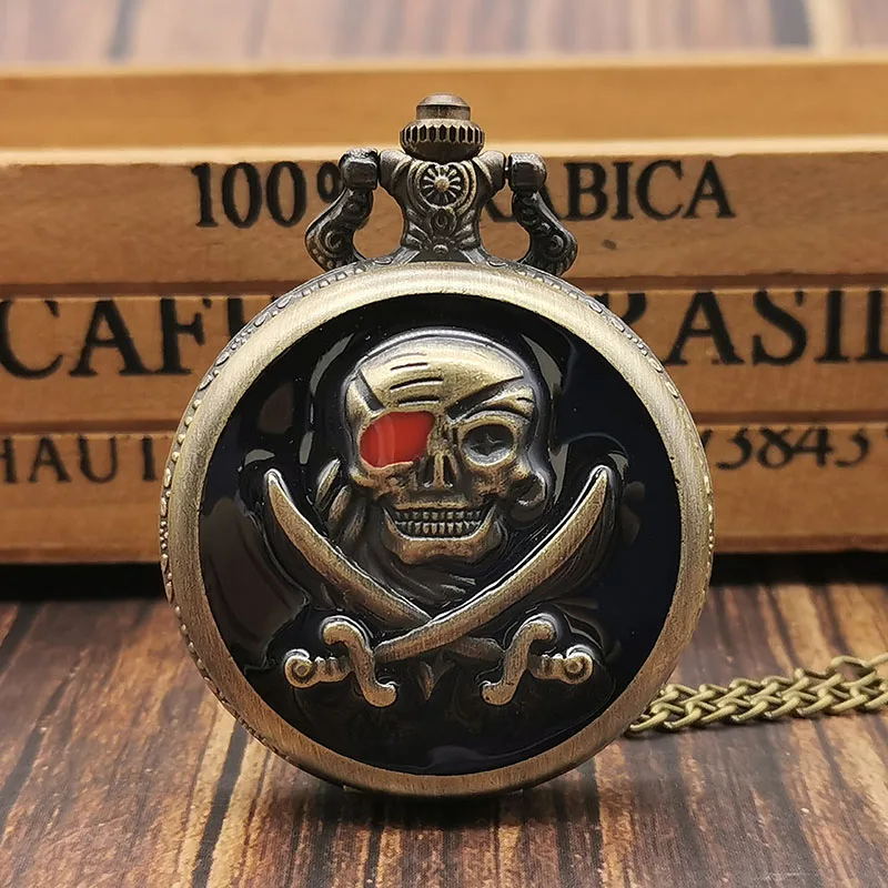 Charming Skull Steampunk Quartz Pocket Watch men Necklace Pendant Ghost Retro Clock Souvenir Gift Floral rattan Fob Watches mens | Наручные