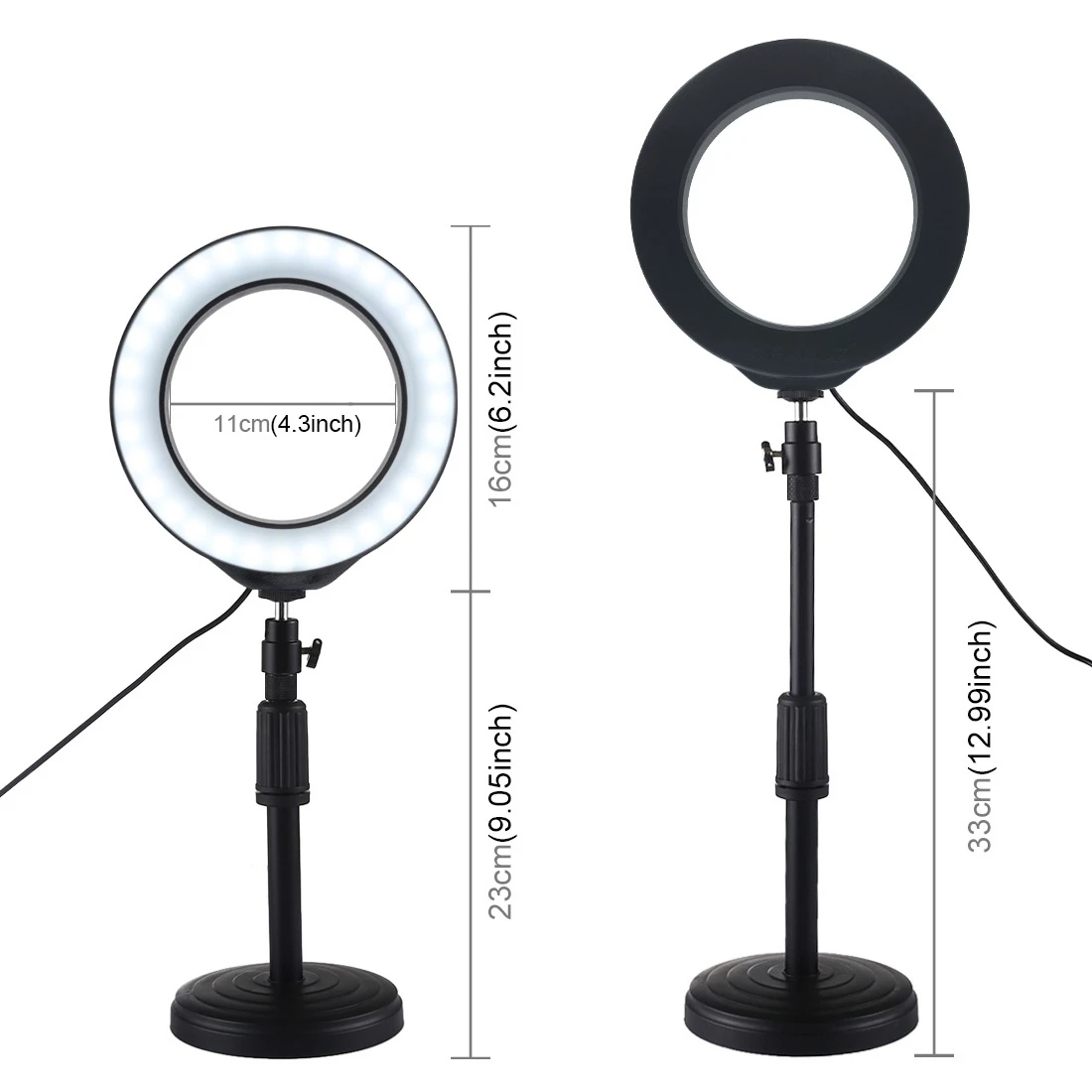 PULUZ PU392 6.4 inch 16cm USB 3 Modes Dimmable LED Ring Vlogging Photography Video Lights with Cold Shoe Tripod Ball Head