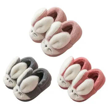 

Infant Kids Winter Fuzzy Warm Home Slippers Cartoon Rabbit Ears Non-Slip Shoes E65D