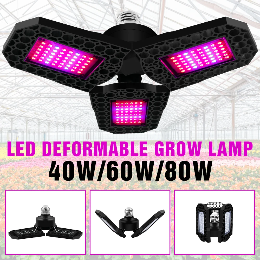 

Led Grow Light E27 Full Spectrum Lighting 40W 60W 80W Grow Tent Lamp 220V Indoor Growing Led Phyto Lamp E26 Hydroponic Light