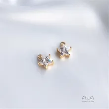 

14K bag gold Bronze inlay pentagram zircon pendant DIY hand chain necklace stars pendants