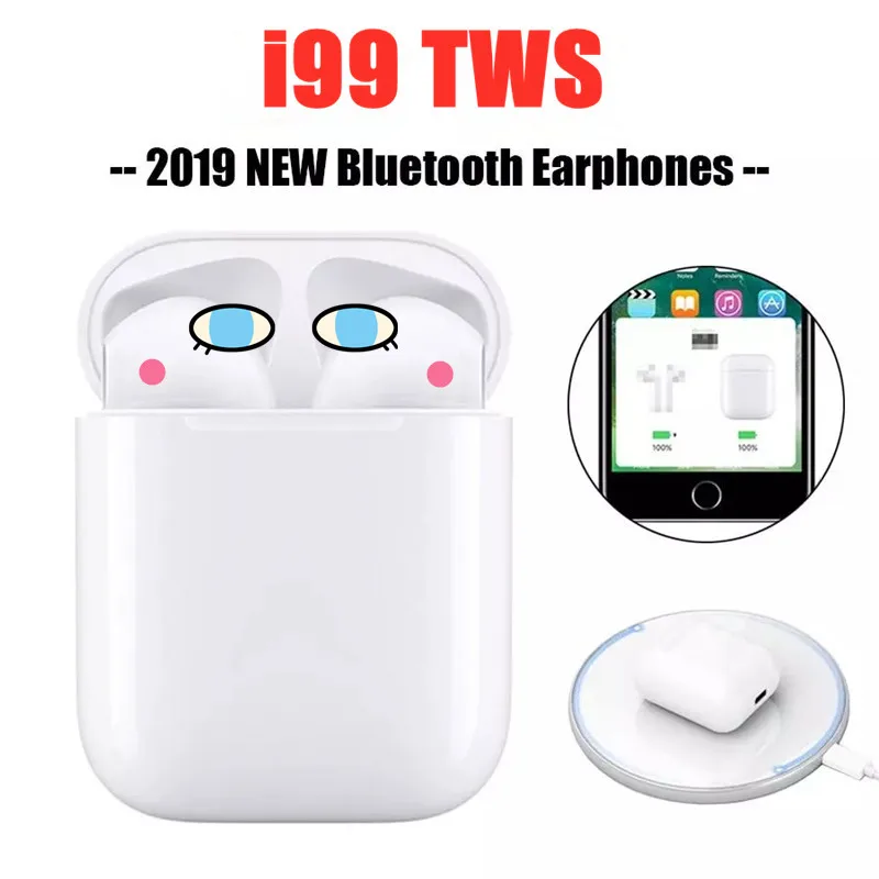 

auriculares i99 tws bluetooth in ear earphones wireless sport earbuds support wireless charge pop up pk i7s i10 i12 i30 i60 tws