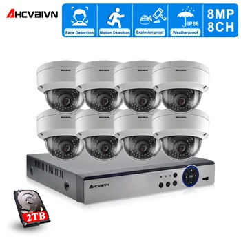 

AHCVBIVN 8ch 4K Ultra HD POE Security IP Camera System 8MP H.265 Outdoor Indoor Waterproof Dome Email Alert CCTV POE Camera Kit