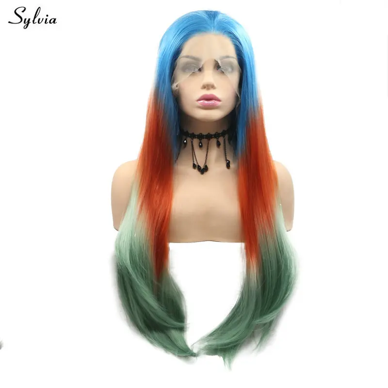 Sylvia Drag queen парик русалки розовый/сапфировый синий/зеленый/оранжевый синтетические парики на кружеве для женщин фестиваль Косплей естественная волна
