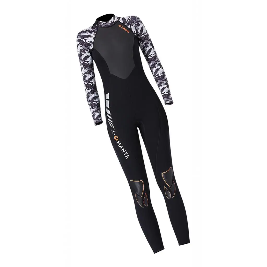 Womens Full Wetsuits Wear-resistant 3mm Neoprene Long Sleeve Back Zip Wetsuit Diving Suit for Diving Snorkling Swimming 