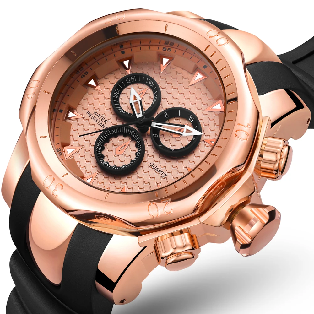 

Top Brand Genuine men watches sports watch BIG Dial gold quartz watch Special gift for men Climbing Wristwatches montre homme