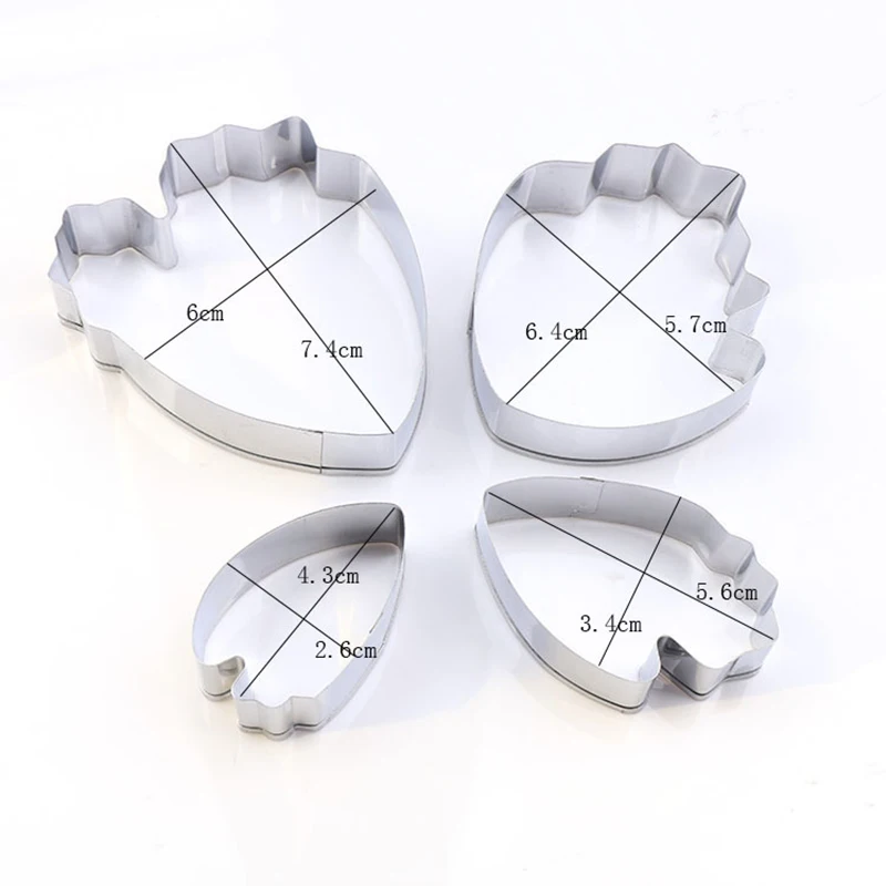 4pcs/set Stainless Steel Peony Flowers Petal Cookie Cutter Mold Pastry Mould Sugarcraft Cake Decorating Tool Cake Tool
