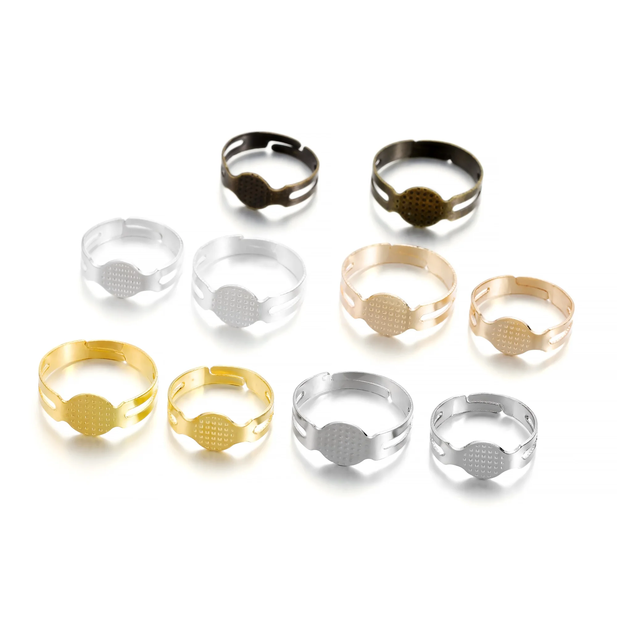 Gold Plated Adjustable Ring Settings for DIY Jewelry Making - 40 Pieces