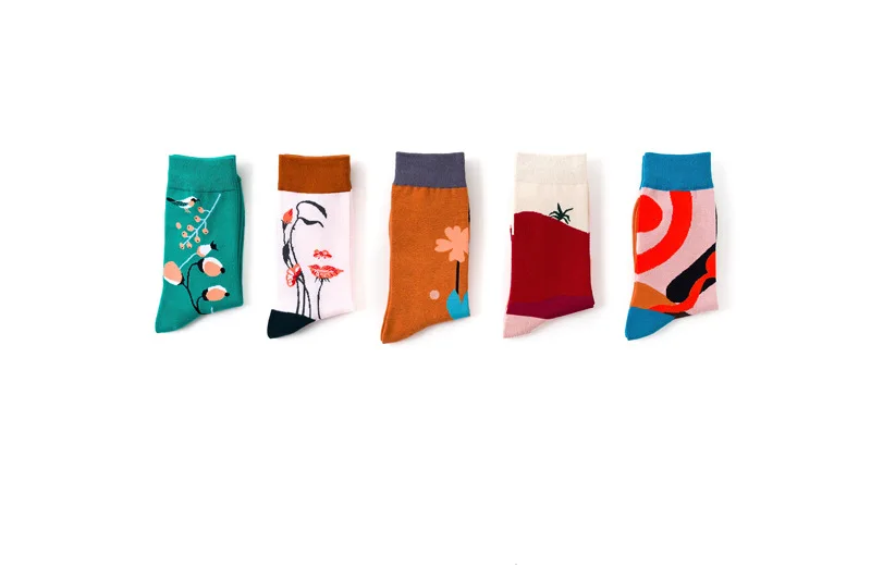 1 пара женских носков, Забавные милые носки с героями мультфильмов, носки с цветами, деревом, геометрическим лицом, счастливые японские носки Harajuku для скейтборда