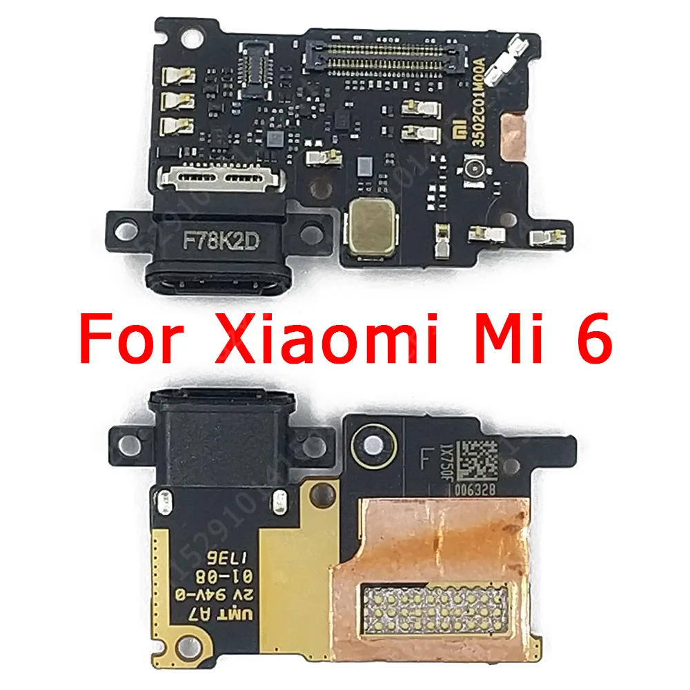 Оригинальная плата для зарядки Xiaomi Mi 6 Mi6 USB разъем PCB док гибкий кабель запасные
