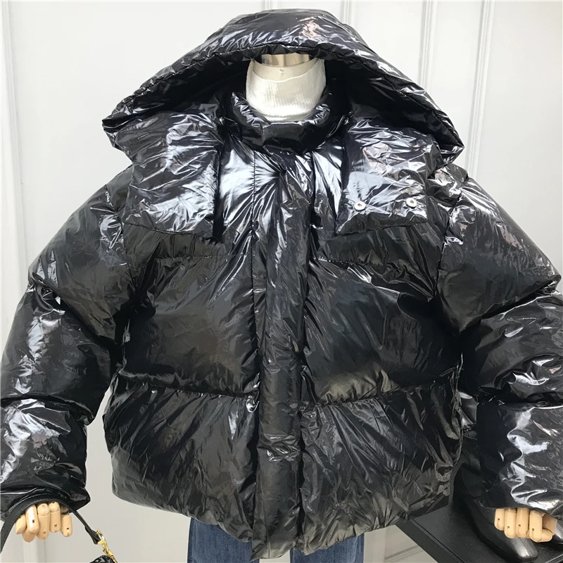 Glossy Women Winter Jacket Hooded Women Parkas Warm Cotton Jackets Waterproof Coat Down Parka For Women