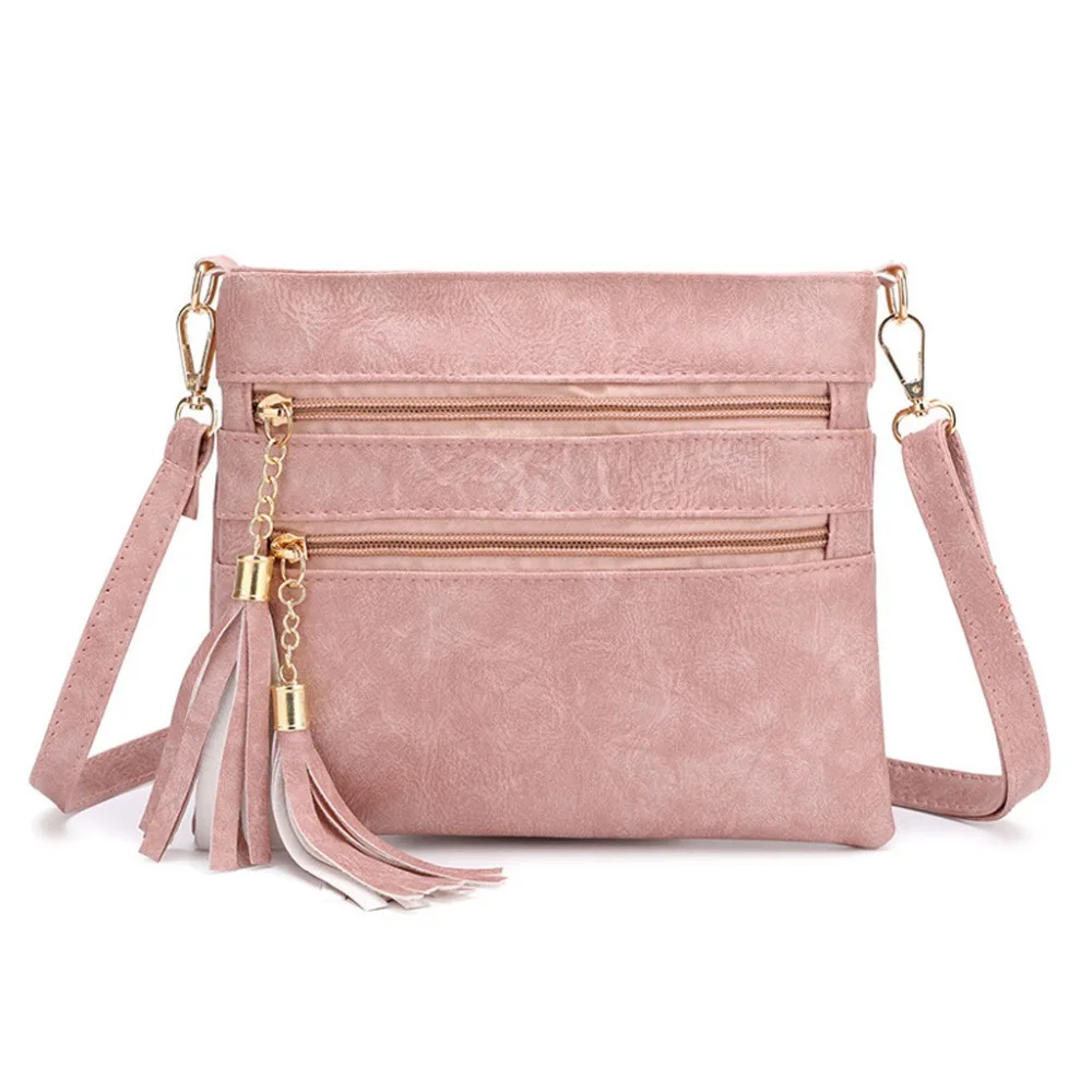 Crossbody bag Tassel Shoulder Bags Messenger Bag Phone Bag Fashion bags for women bag leather Women Zipper Solid Color bag