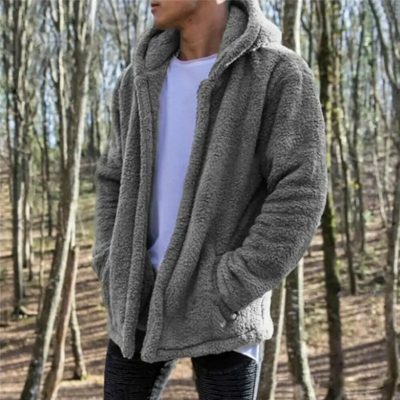 Мужская зимняя плюшевая флисовая меховая пушистая куртка, куртки, негабаритная теплая верхняя одежда, мужская негабаритная плюшевая куртка с длинным рукавом