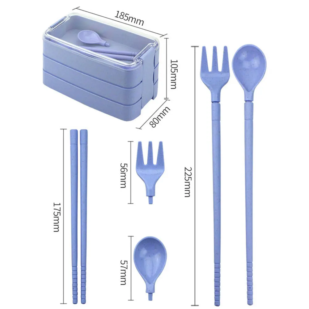 High Quality 3Layer Portable Wheat Straw Lunch Box Food Storage Case Container Dinnerware Microwave Bento Box For Child Student