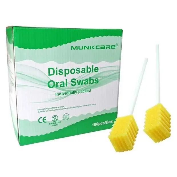 

MUNKCARE Disposable Dental Oral Swabs Dentips Oral Swabsticks Mouth Cleaning Foam Swabs Dental Clinic Surgical Swabs Yellow