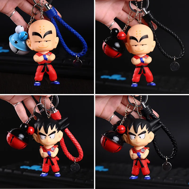 

23 Style Anime Dragon Ball Monkey Keychain Goku PVC Key Chain Leather Rope Key Ring Pompon Fur Pom Pom KeyChains Bag Pendant