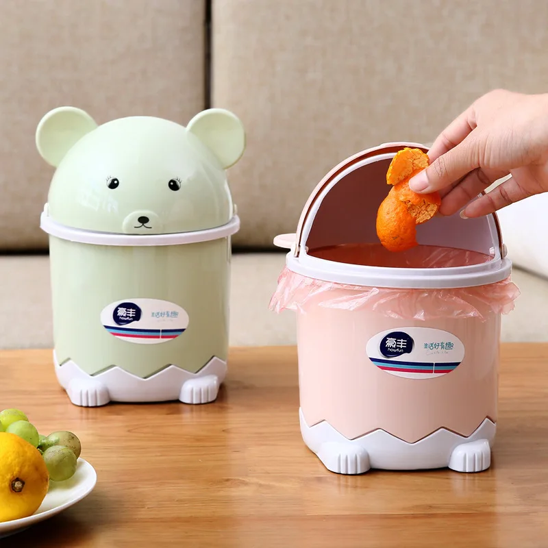 

Cartoon Panda Flip Desktop Waste Bins Mini Trash Can Kitchen Trash Household Cleaning Tools Accessories Household Merchandises