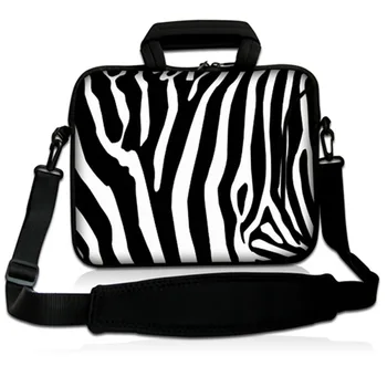 

Zabra print 10"Laptop Carrying Bag Sleeve Case Cover w/Side Pocket +Shoulder Strap For 9.7" -10.2" Laptop Tablet PC