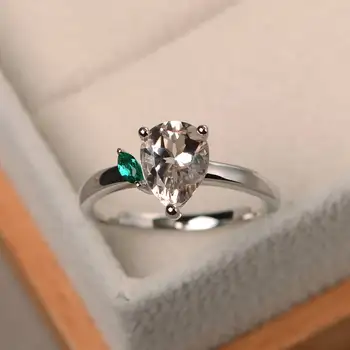 

S925 Sterling Silver Inlaid Delicate Zircon Champagne Crystal Tourmaline Ring Ladies Japanese and Korean Simple Personality Ring