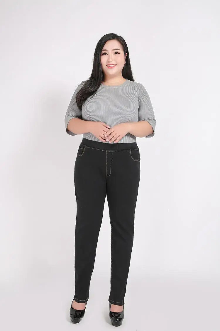 2XL-9XL Autumn Winter Large Size jean Women Casual High Waist Stretch Pencil Denim Pants 6XL 7XL 8XL Plus size Jean Trouser