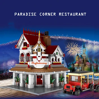 

Girl villa castle Christmas gifts MOC Parisian Restaurant Corner Creator Street View Model Building Blocks Bricks 10243 Toys
