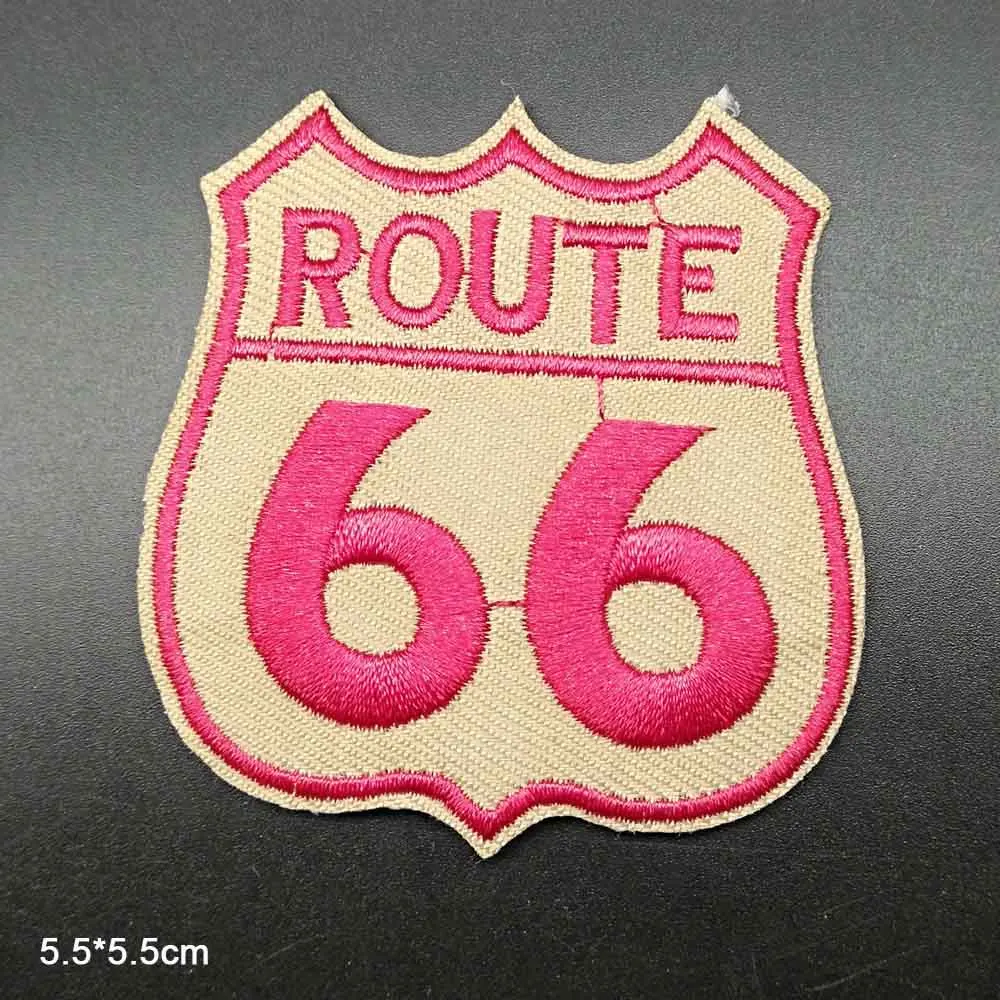 Буквы слова Route 66 железа на вышитой ткани одежда патч для одежды девочек мальчиков оптом