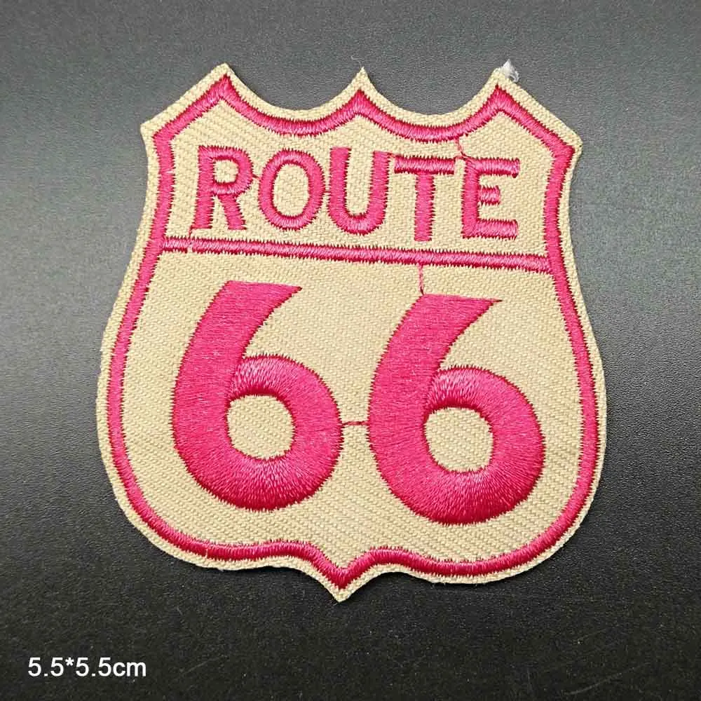 Тканевая нашивка с вышивкой надписью и Route 66 для девочек мальчиков оптовая