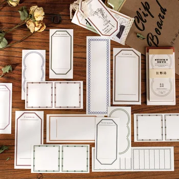 

1set/lot Memo Pads Sticky Notes Simple retro border Paper diary Scrapbooking Stickers Office School stationery Notepad