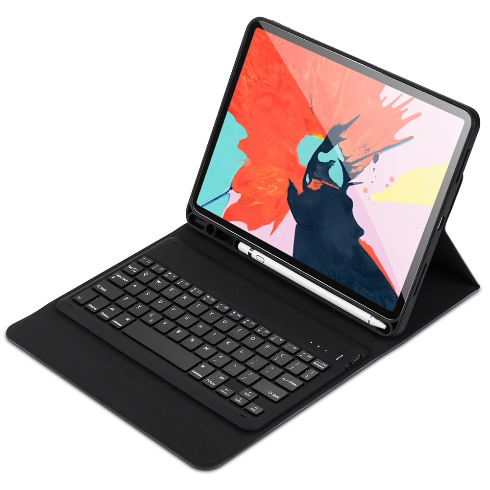 

For iPad Pro 11 Inch 2018 Tablet Bluetooth USA Keyboard and Tablet Leather Protective Case with Pen Holder Shockproof Bag Coque