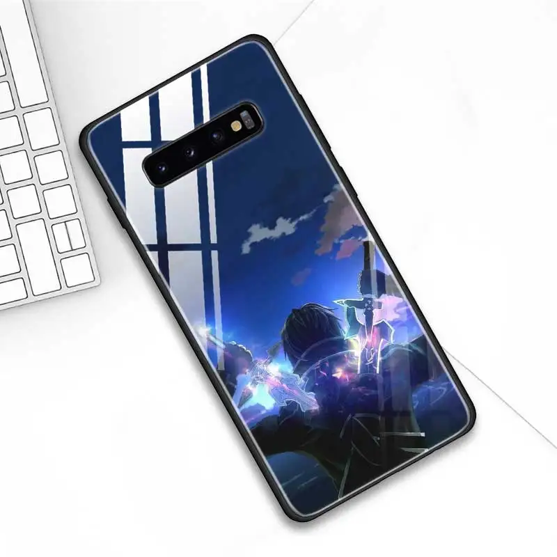 Чехол для телефона из закаленного стекла для Samsung Galaxy S10 S10E S9 S8 Note 9 10 105G Plus A50 A30 TPU Мягкий край чехол Sword Art онлайн SAO