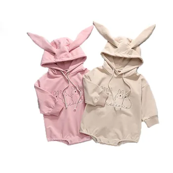 

2020 New Baby Girls Romper Spring Clothes Baby Hooded Jumpsuit Casual Cotton Rabbit Design Climbing Clothing Baby Girl Clothes
