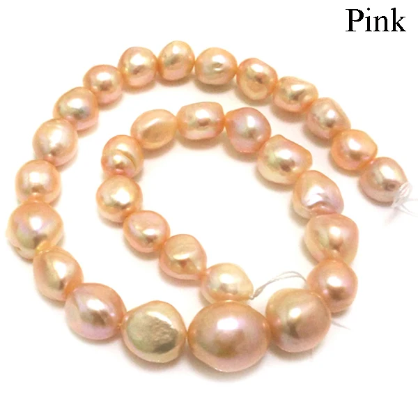 Pink 16 дюймов AA+ 12-15 мм черный натуральный барочный жемчуг свободная нить - Цвет: Pink
