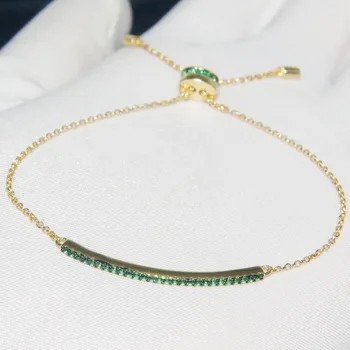 

SLJELY Fashion Simple Pure 925 Sterling Silver Red Blue Green Cubic Zirconia Stones Line Bracelet Luxury Brand Jewelry for Women