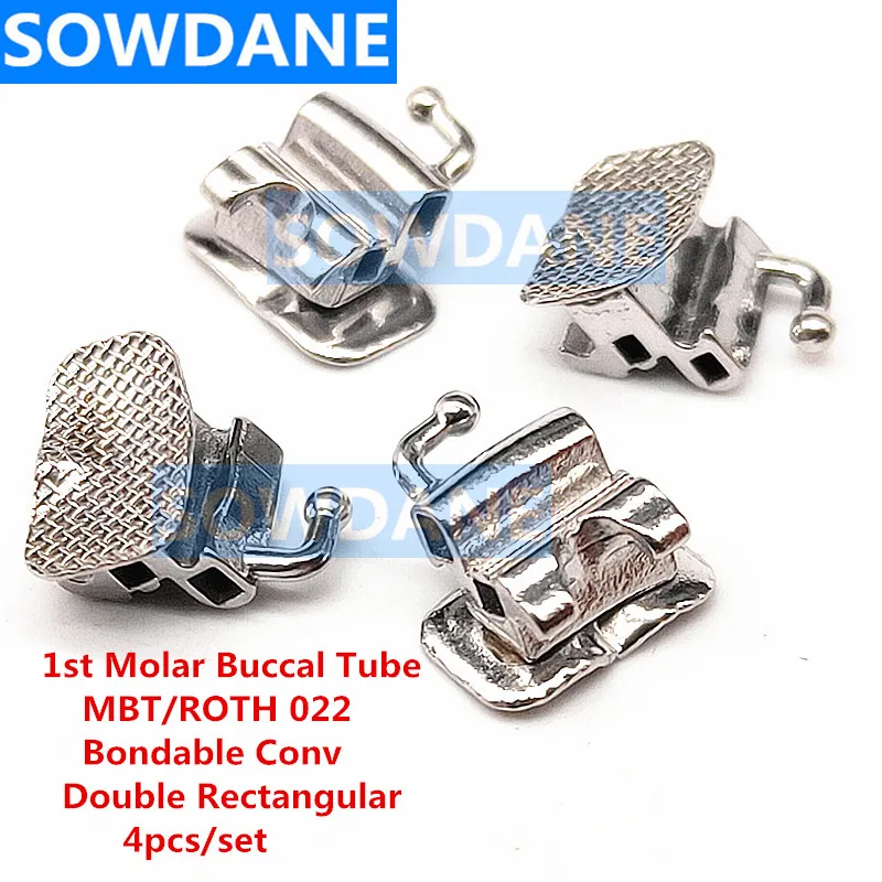3bags/5bags Dental Orthodontic Buccal Tube 1st Molar Double Slot Dbl Rect Conv Convertible Bondable ROTH/MBT Mesh Base Materials