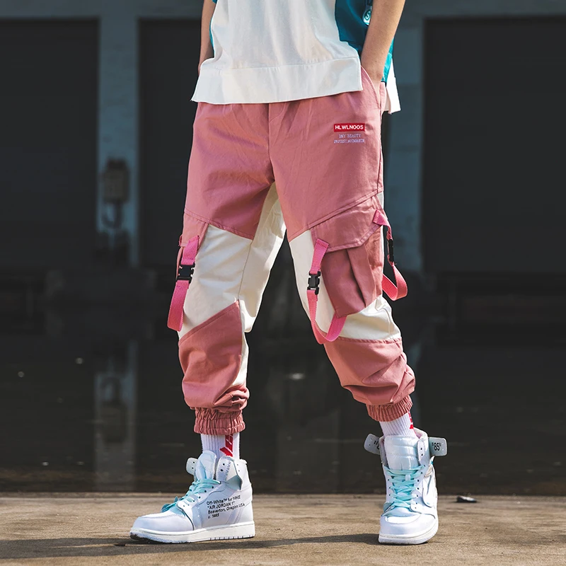 

New Arrival Personality Stylish Color Patchwork Men's Jogger Harem Pants Hip Hop Autumn Male Casual Cuffed Cargo Full Trousers