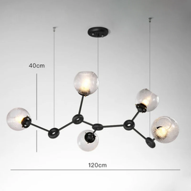 5lights black Современный минималистский золотой металлической краской Регулируемая люстра художественный дизайн Стеклянный Шар Абажур Светодиодный E27 освещение украшение гостиной - Цвет абажура: 5lights black