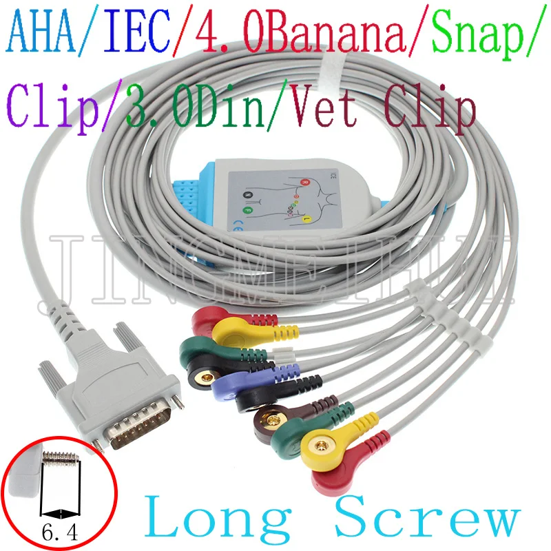 Compatível com Schiller Cabo de Chumbo Biomedicina P80 Mortara Eli 250 150 Ecg Ekg 10 Resistência Kohm Iec ou Aha 3 m. At1 – 2 4