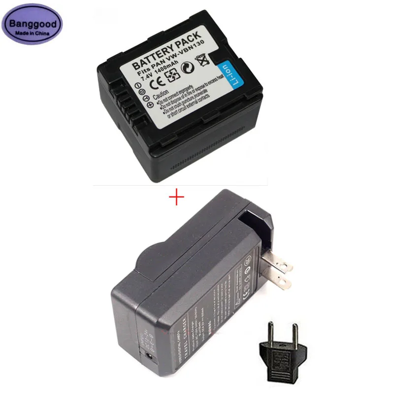 7.4V 1400mAh VW-VBN130 VWVBN130 Camera Battery + AC Charger For Panasonic VW-VBN26 HC-X800 HC-X900 VW-VBN390 HC-X910 HC-X920 | Электроника
