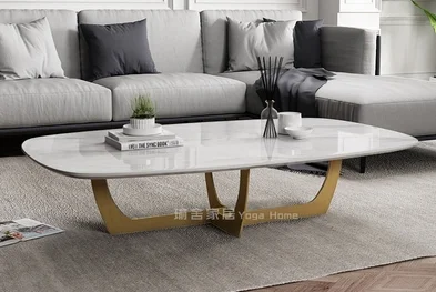 Nordic light luxury post modern marble countertop rectangular tea table simple small family living room tea table