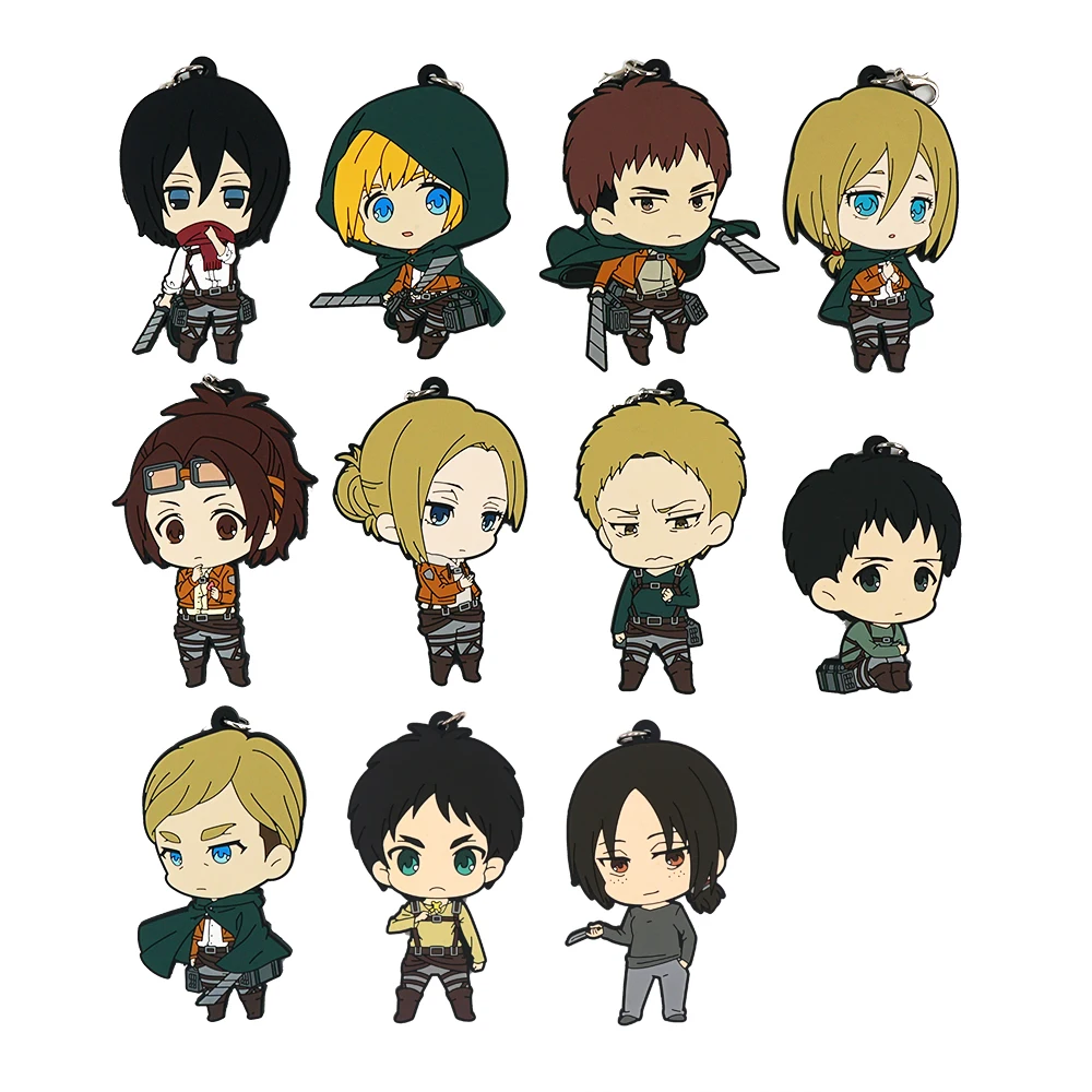 Attack On Titan Anime Erwin Smith Eren Levi Krista Lenz Rivaille Armin Sasha Rubber Keychain Action Figures Aliexpress