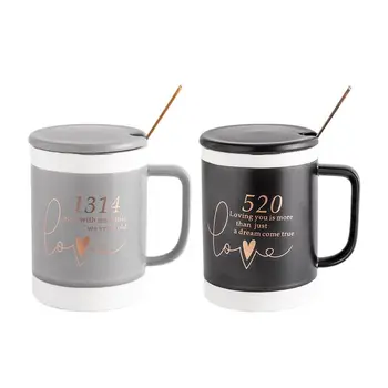 

520-1314 Mugs Wedding Gift Couple Set for Bride and Groom Gift for Bridal Shower Engagement 14 oz black gray