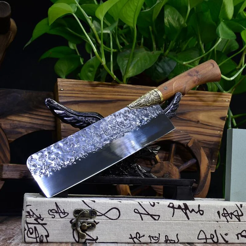 Little Cook Keuken Koksmes Gesmeed Chinese Vlees Cleaver Met Draak Sculptuur Palissander Handvat Handgemaakte Koken Keuken Gereedschap|Keukenmessen| - AliExpress