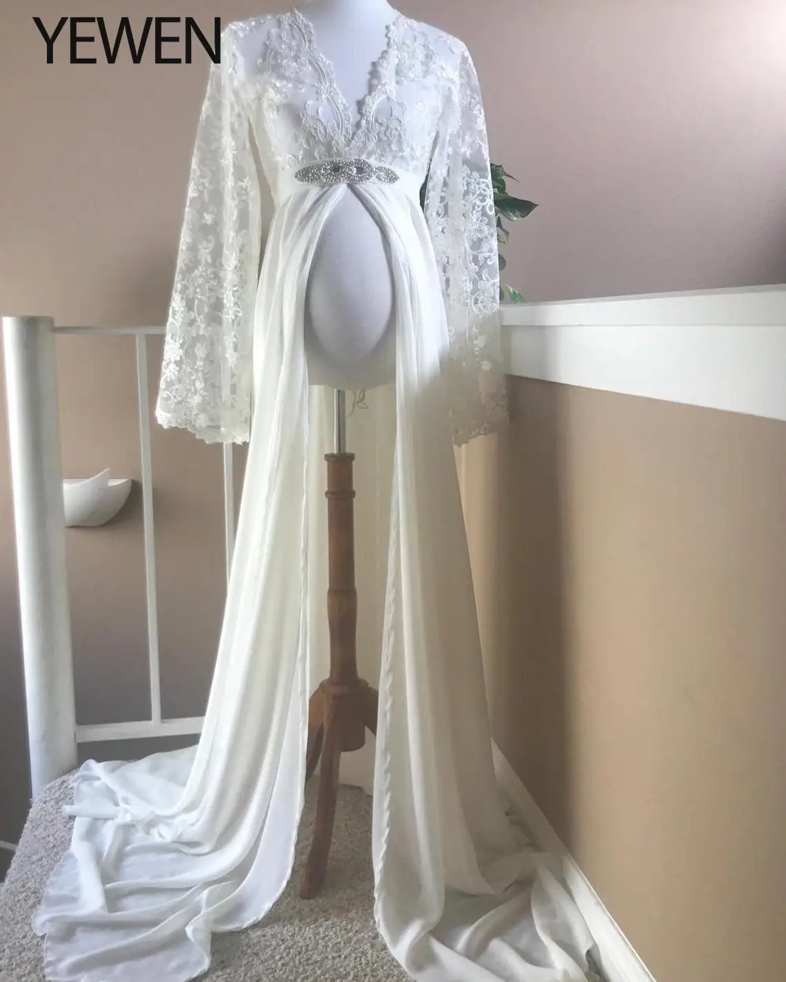 

Off White Для женщин с v-образным вырезом платье шифон средства ухода за кожей для Макси платья фантазии съемки фото беременных Для женщин платья Подставки для фотографий YEWEN