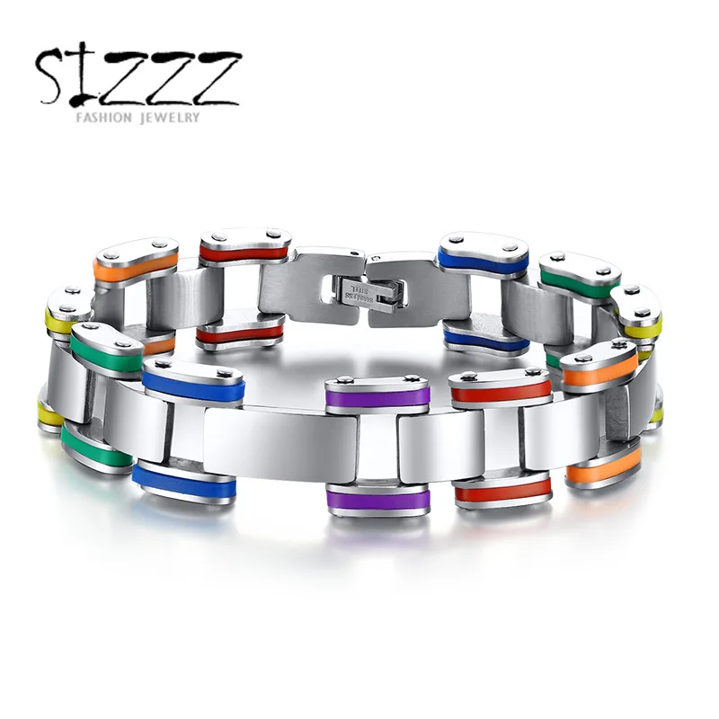 

Silicone 316L Stainless Steel Bracelet Men Bangle Rainbow Color Clasp LGBT Bracelet Gay Pride Bracelet For Men Women