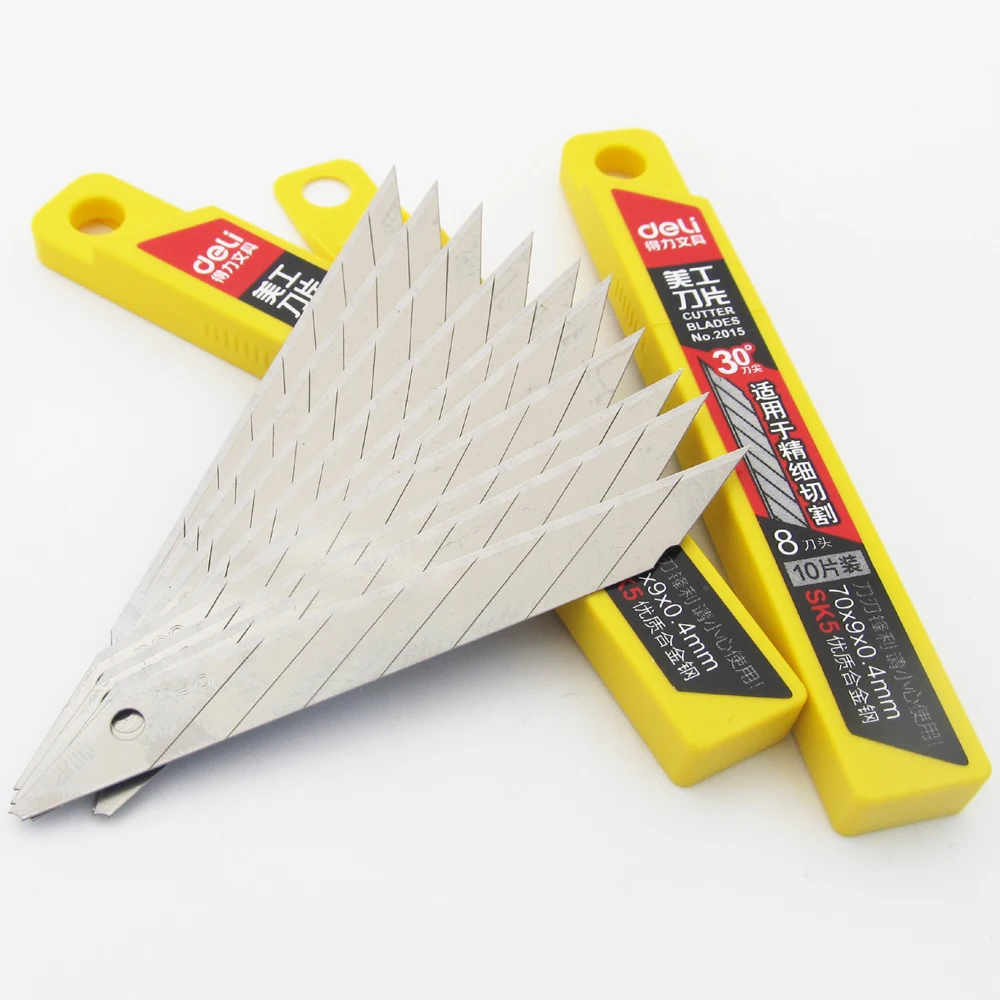 10 DELI packs SK5 Steel 70x9x0.4mm 30 degree Tip Cutter Blades Knife No.2015